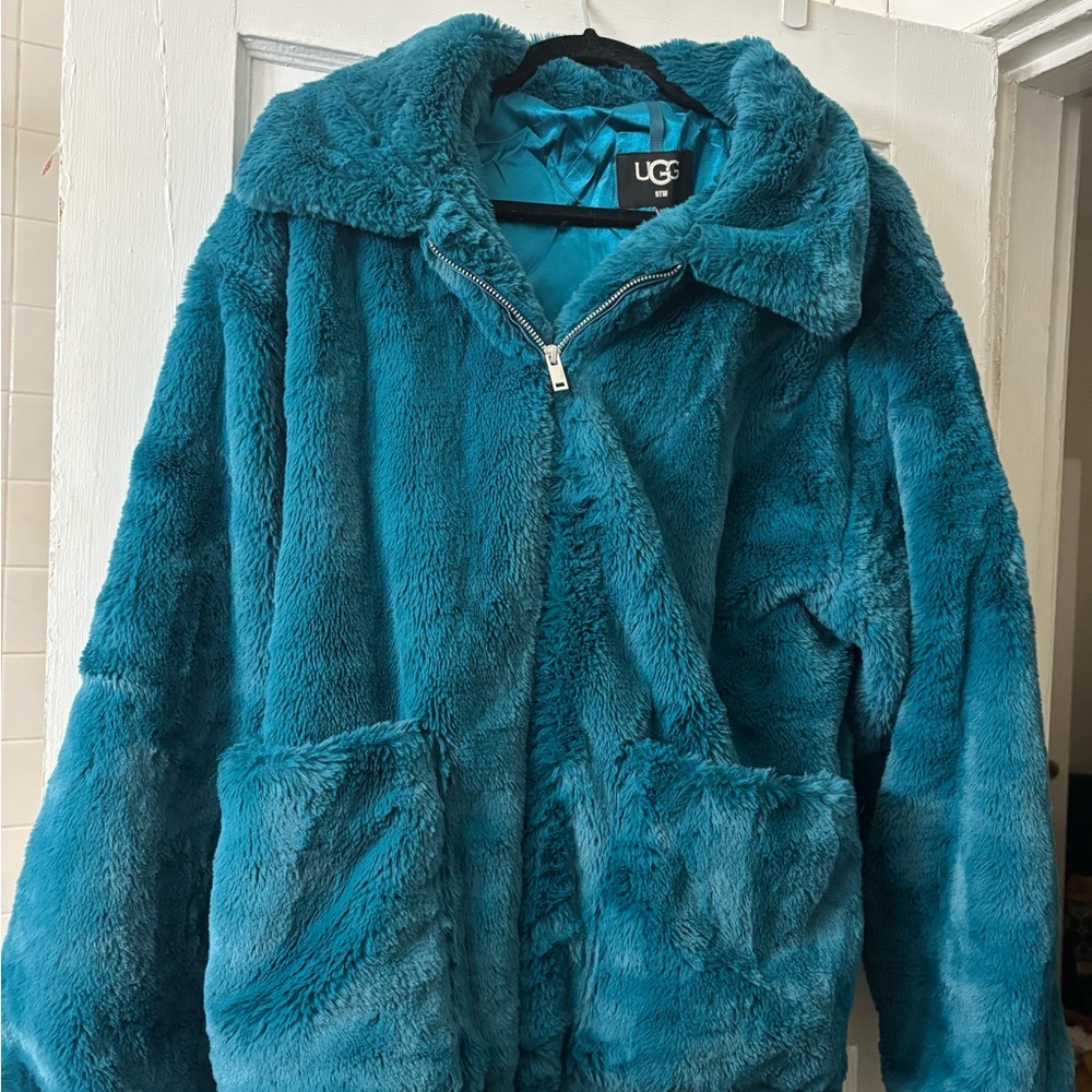 UGG Teal Faux Fur Jacket